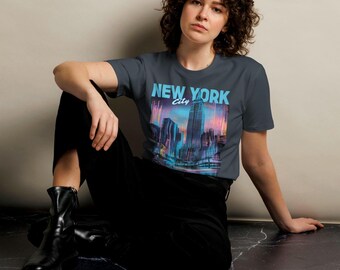 Concrete Rainbow: New York City — t-shirt streetwear unisex di alta qualità, moda urbana, atmosfera newyorkese, vivaci colori della città, stile artistico moderno