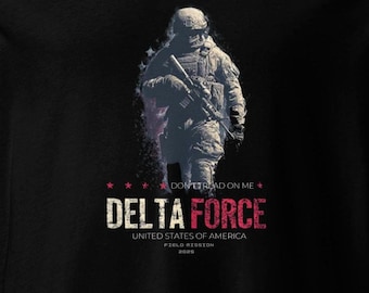 Delta Force - Maglietta unisex a maniche corte con scollo a V, forze speciali, stati uniti d'america, militare, patriota, USA, truppe di supporto, antiterrorismo