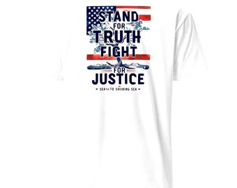 Stand for Truth N Justice  - Short-Sleeve Unisex T-Shirt, patriot, July 4th, America the great, red white blue, streetwear tee,