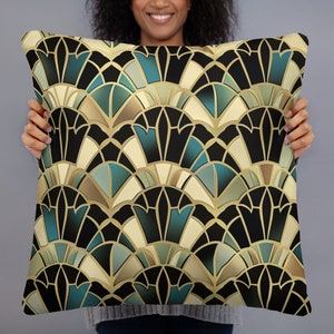 Art Deco Stained Glass Modern Basic Pillow