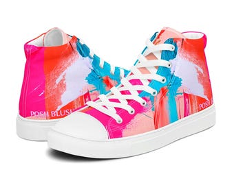 Posh Blush – Women's High Top Canvas Sneaker, Pink Pastel Sneakers, Women's Pink Shoes, High Top Shoes, Fashion Sneakers, Womens Fashion