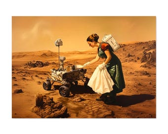 Greetings from Mars - solar system, space, robots, science humor, Funny card, clever topic, NASA, Greeting card