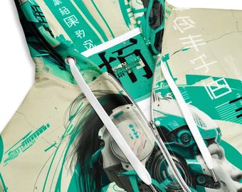 Cybernetic Hybrid Zip Hoodie – Sci Fi Streetwear, Japanese Tech Apparel