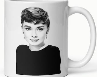 Audrey Hepburn - Tazza bianca lucida, star del cinema, Hollywood classica