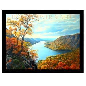 Hudson River Valley Autumn View- Framed canvas,wall art, living room painting, decoration, hudson valley, nature, autumn, October