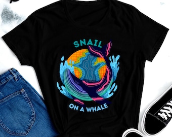 Maglietta con lumaca su balena – Umorismo oceanico, maglietta a tema natura