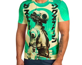 Droid Drone - Men's athletic t-shirt, Retro Sci Fi Robot, robot Android, anime Graphic Tee, Streetwear Gift, japanese fashion, tech tee