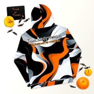 Blazewave Vortex - Unisex Hoodie, Tangerine orange and black camouflage hoodie, Trendy camo hoodie for streetwear, Urban camo hoodie gift