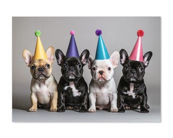 French Bulldog Party Pups - Greeting card, Birthday card, Child birthday,puppies, kids birthday card,adorable birthday card, baby card