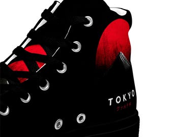 Tokyo Apex - Men’s high top canvas shoes, japanese streetwear, mount fuji, japanese sneakers, mount fuji shoes, sneaker gift, men’s fashion