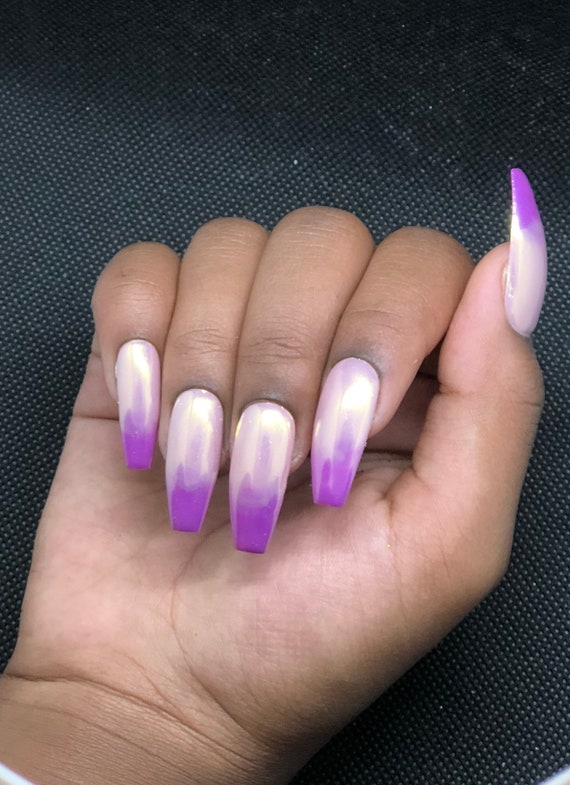 Lori Press On Nails Ready To Ship Glue On Nails Ombré Etsy