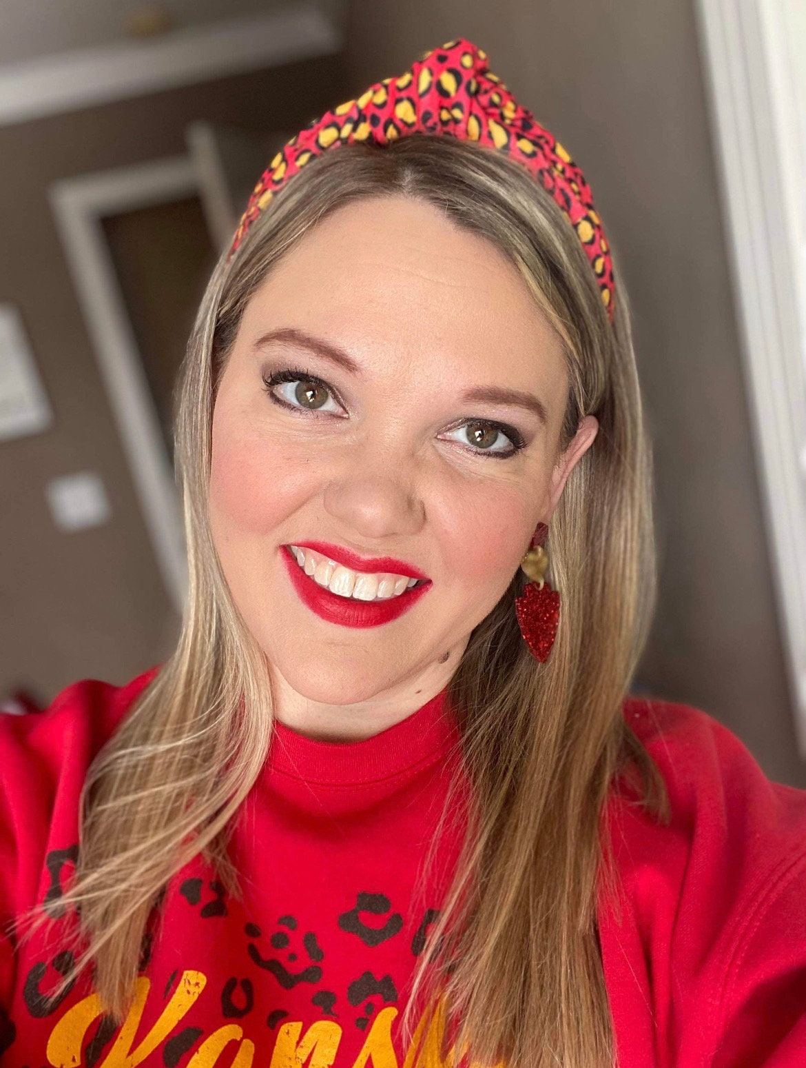 Chiefs Headband, Leopard KC Game Day Knotted Headband for  display picture 3
