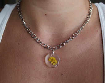 Clear Yellow Flower Necklace