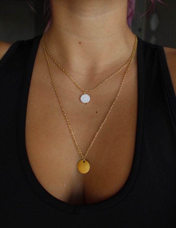 Etsy layered gold necklace deals