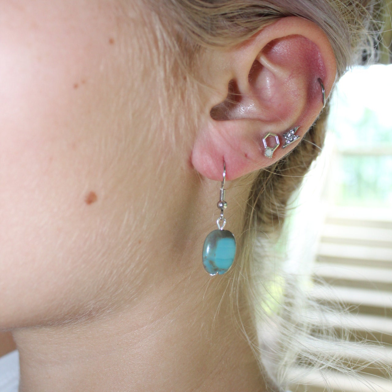 Blue stone earrings online deals