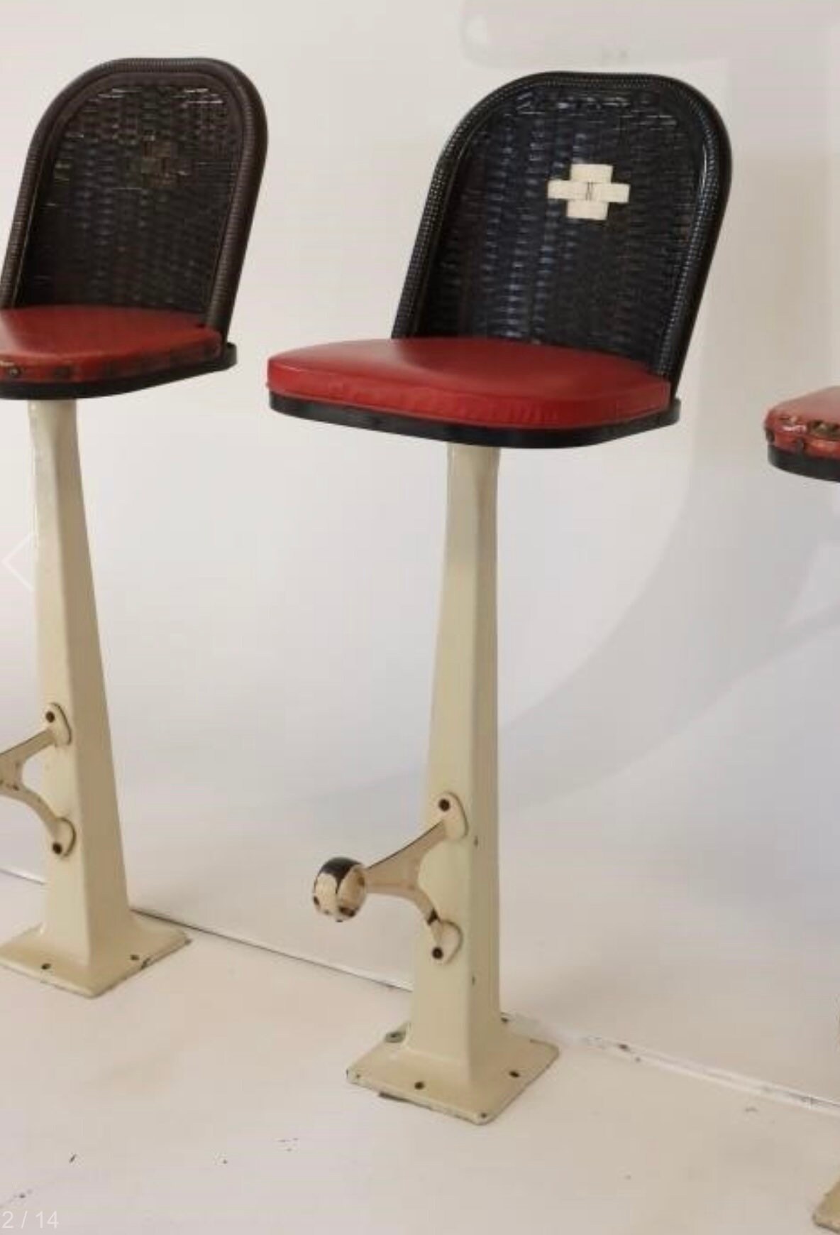 Vintage to Antique Set of 5 Early Porcelain, Enamel and Metal Wicker