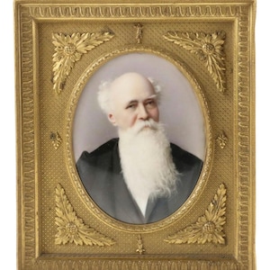 Antique German miniature portrait hand painted porcelain plaque of Johnston Moore