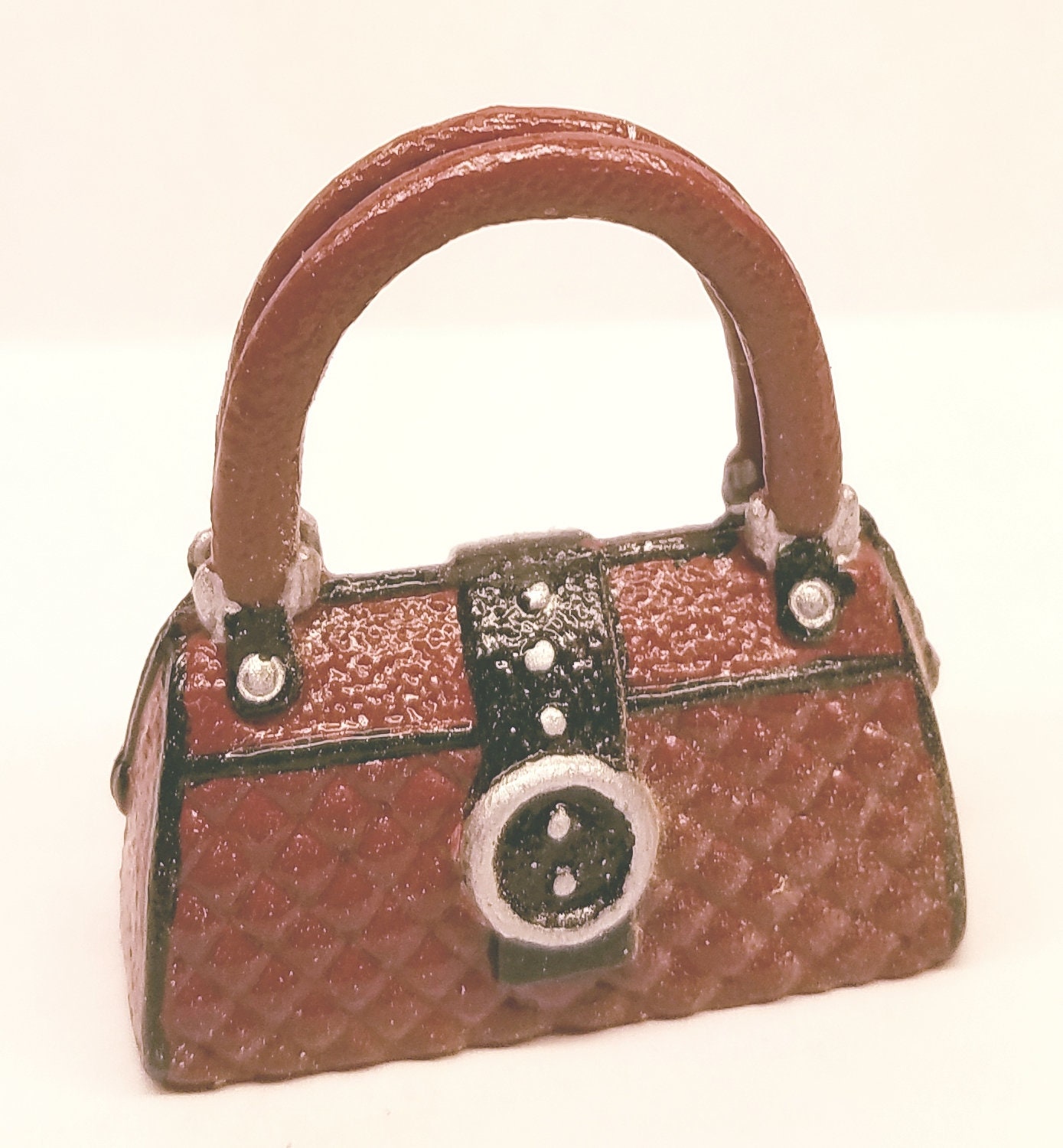 Barbie Handbag Purse for dolls/Red Black Silver Etsy