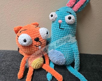 Made to order LARGE VELVET funny squirrel kiff and Barry bunny set of 2 custom crochet plush farley the robot