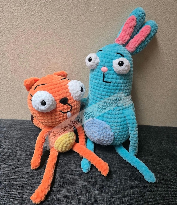 Made to Order LARGE VELVET Funny Squirrel Kiff and Barry Bunny Set