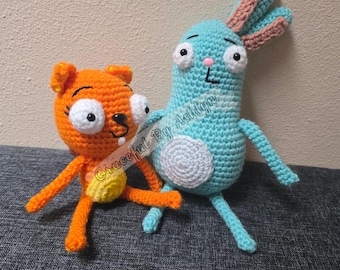 Made to order funny squirrel kiff and Barry bunny set of 2 custom crochet plush farley the robot
