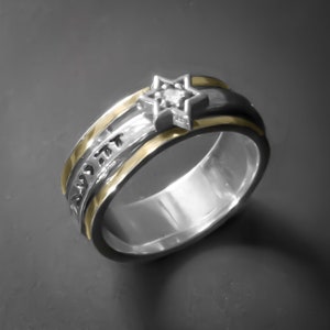 Magen David Ring For Women, Hebrew Ring, Jewish Wedding Band, Star Of David Ring, Israeli Ring, Hebrew Prayer Ring, Judaica Jewelry Gift