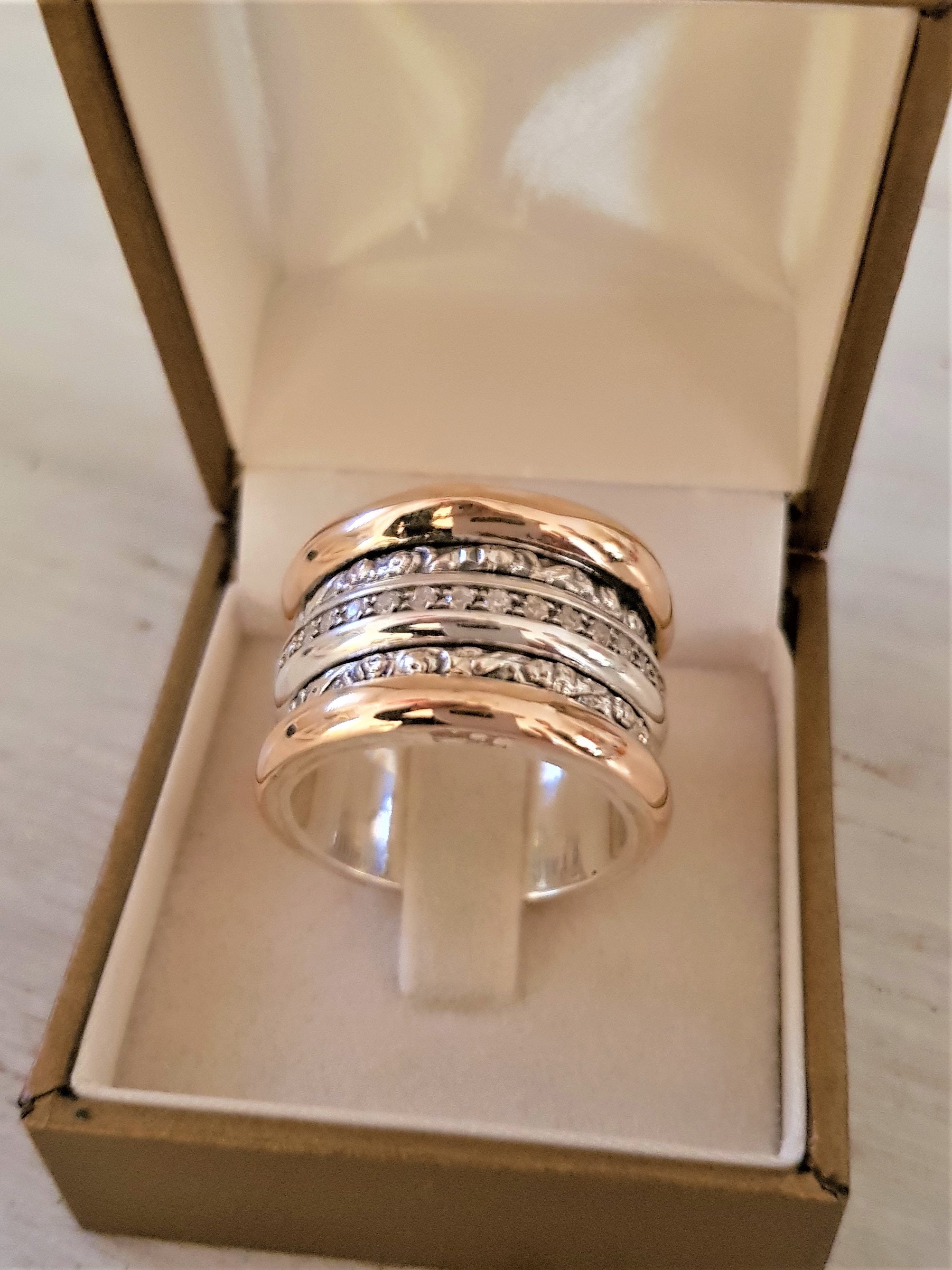 Rose Gold Spinner Ring for Women Meditation Ring Wide Etsy