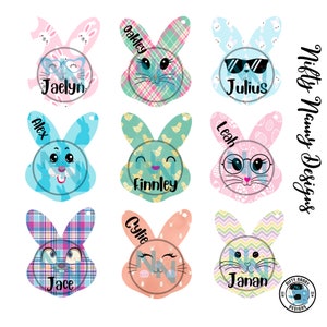 9 Bunny Head Basket Tag Designs Png Jpg Sublimation Digital File Easter