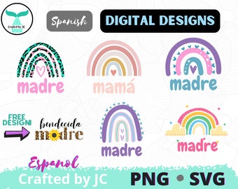 Madre Mama 1 GRATIS Madre 5 Png Sublimering Digital Fil Svg Klippfil för Cricut Silhouette Dia de la Madre