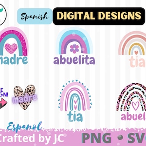 Madre Tia Abuela 1 KOSTENLOSE Madre Abuelita 5 Png Sublimation digitale Datei SVG Cut Datei für Cricut Silhouette Dia de la Madre Dia de los Abuelas