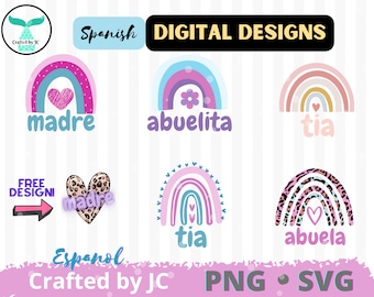 Madre Tia Abuela 1 GRATIS Madre Abuelita 5 Png Sublimation Digital File Svg Cut File for Cricut Silhouette Dia de la Madre Dia de las Abuelas