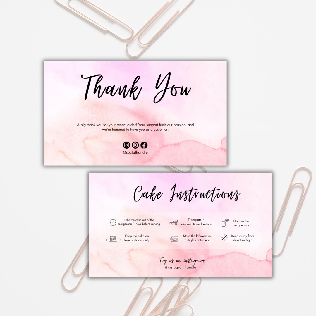 Cake Care Editable Template Cake Care Card Cake Care - Etsy