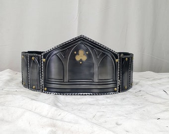 Paladin priest belt, high windows, jewelry plate belt with decoration - for larp medieval