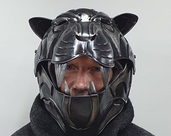 Helmet Tiger - Armor Metal Larp Medieval Cosplay Knight Theater Film Full Plate