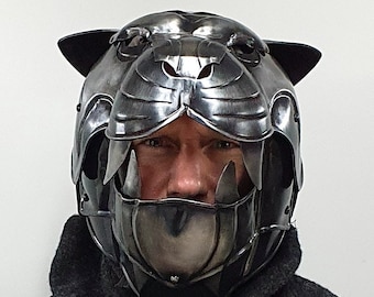 Helmet of the Evil Tiger - Armor Metal Larp Medieval Cosplay Knight Theater Film Full Plate