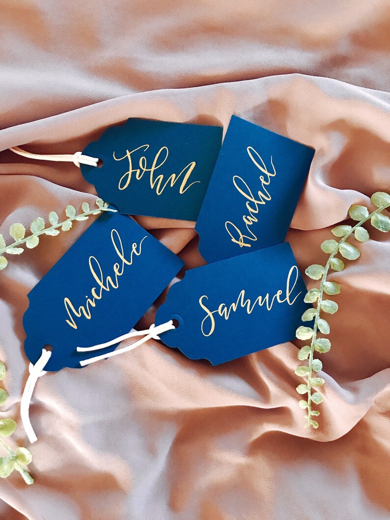 Gold Place Card Tags Navy