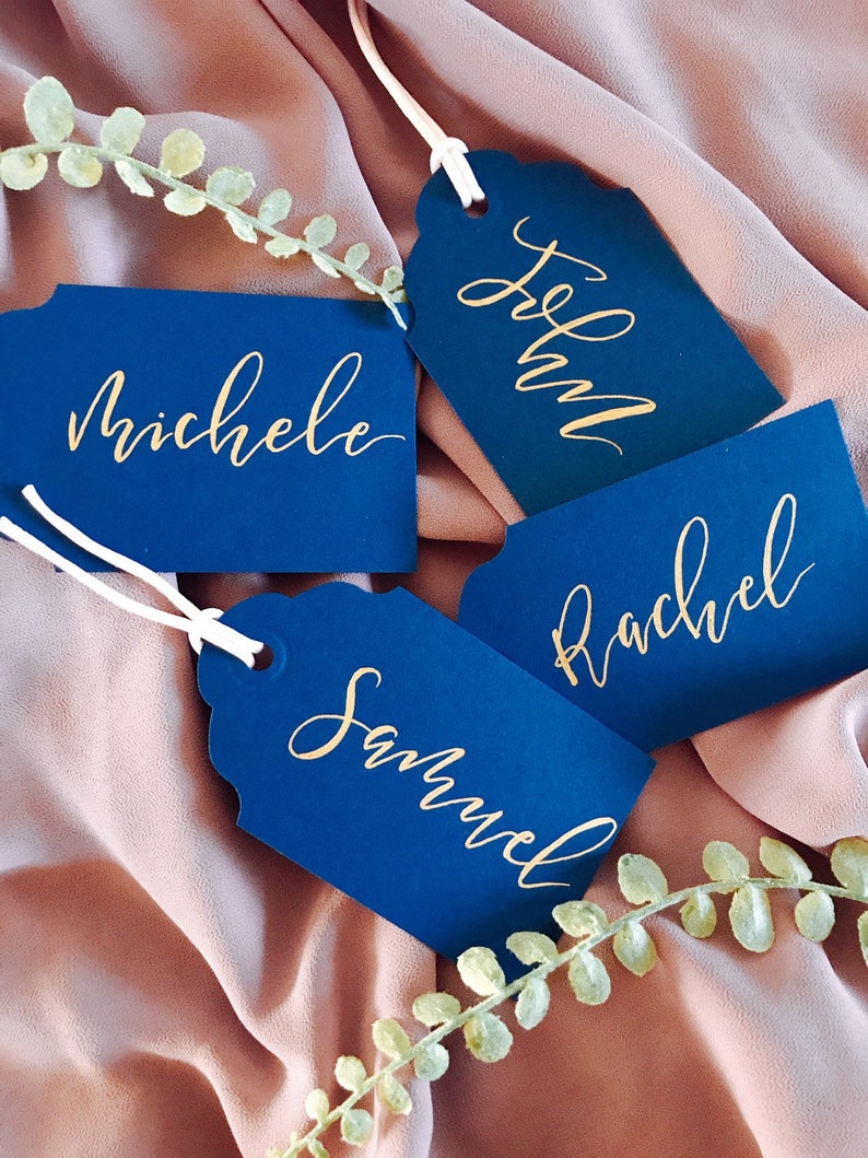 Gold Place Card Tags Navy