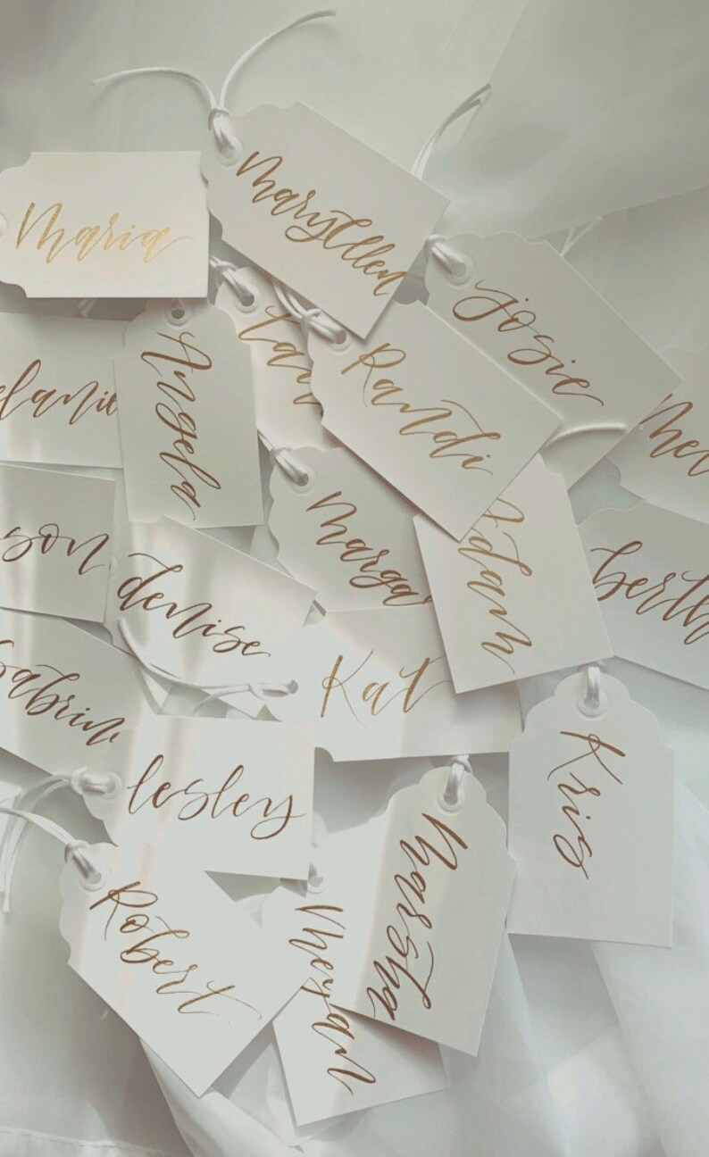 Gold Place Card Tags Navy