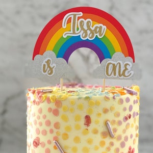 Rainbow cake topper, personalized rainbow cake topper, rainbow cardstock cake topper, rainbow party, recyclable cake topper