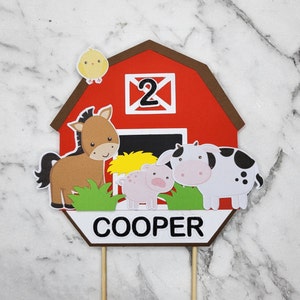 Farm cake topper - Personalized farm cake topper - cardstock cake topper - Recyclable cake topper - barn cake topper - farm animal party