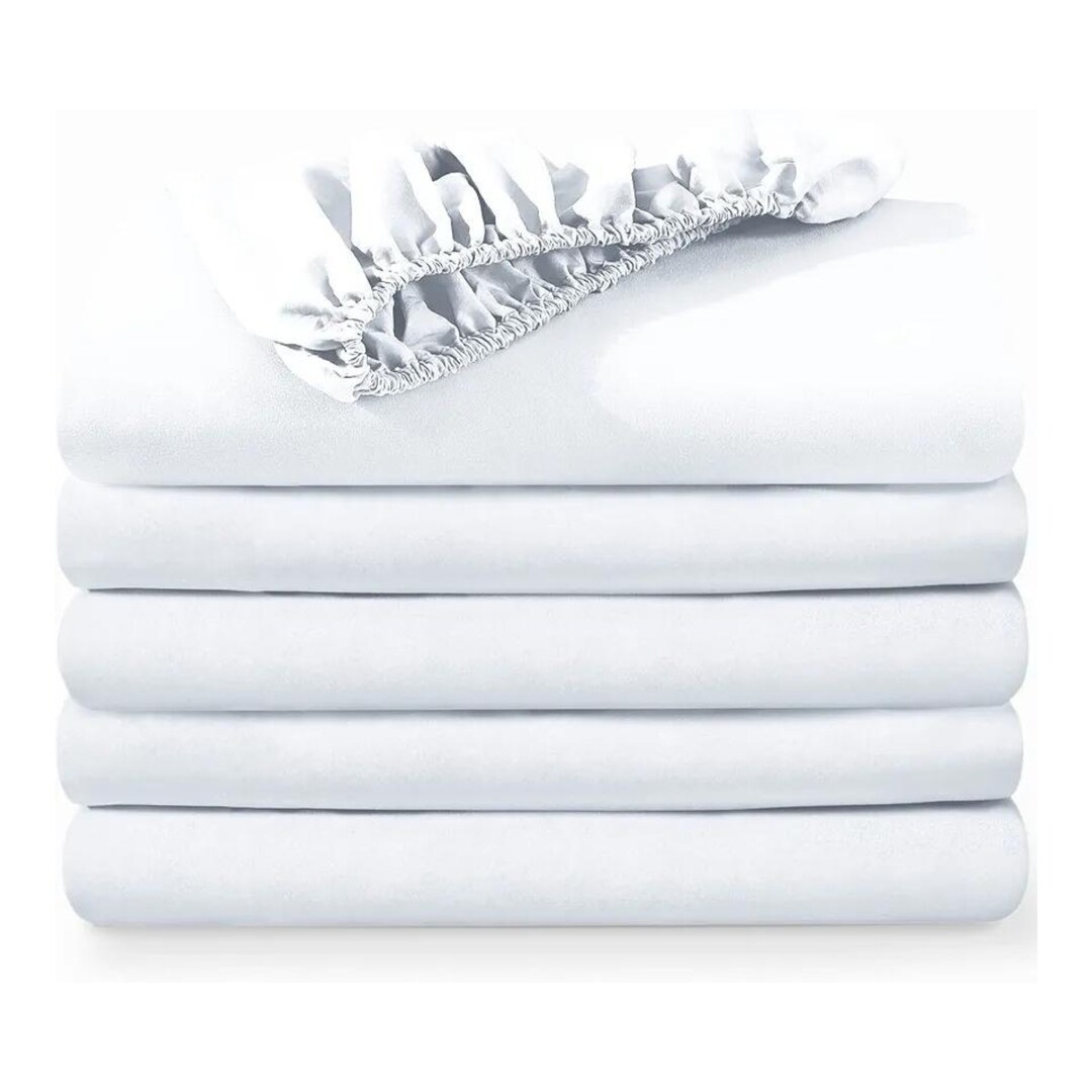 White Twin Size Fitted Sheets Pack of 5 Etsy
