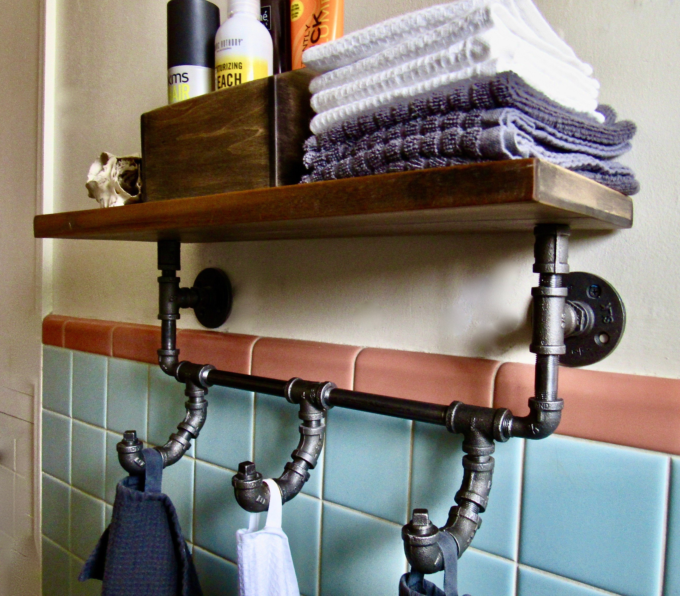 Industrial Pipe Floating Shelf & Paper Towel Holder – MyGift