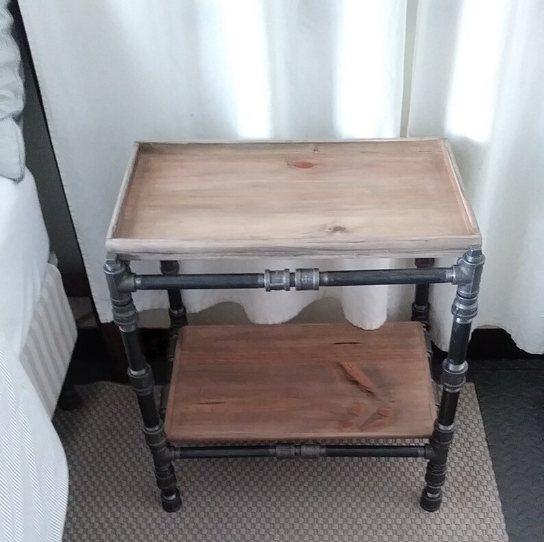 Rustic industrial side tableIron pipe bedside table with Etsy