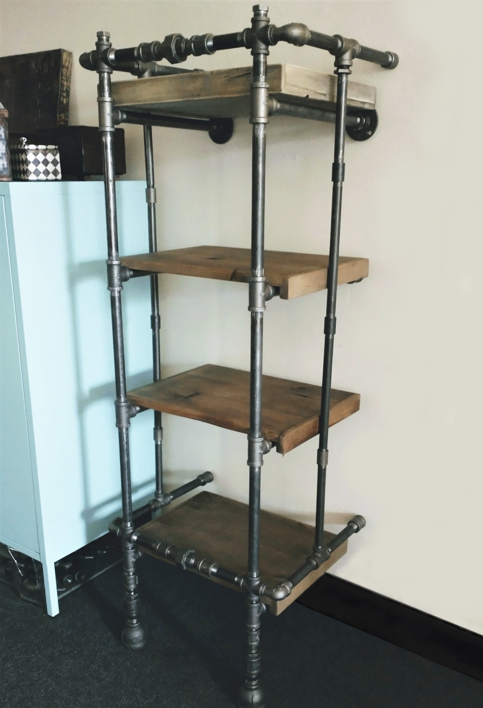 Iron Pipe and Wood Shelving Unit. Etsy