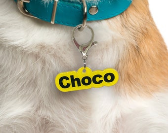 Arial Bold Custom Acrylic Pet ID Tags - Modern Name Plate for Dogs & Cats, Unique Pet Accessory Gift Idea (Set of 2 Tags)