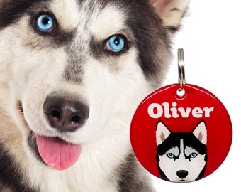 Siberian Husky Dog Name Tag: Acrylic Breed Tag by Bashtags