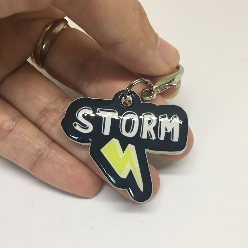 Black Lightning Bolt DoubleSided Pet ID Tag Dog Tag Etsy
