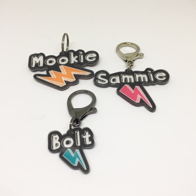 Black Lightning Bolt DoubleSided Pet ID Tag Dog Tag Etsy