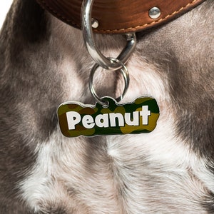 Camo Mocha Mangrove Rock-Sugar Font Dog ID Tags by Bashtags