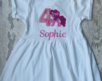 My Little Pony Dress | Pinkie Pie | Personalised | Kids Custom Designs | Embroidered | T-shirt | Birthday Outfit |